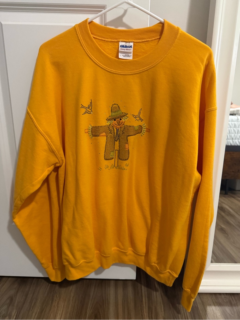 Gildan Women’s Bright Yellow Scarecrow Crewneck Sweatshirt
